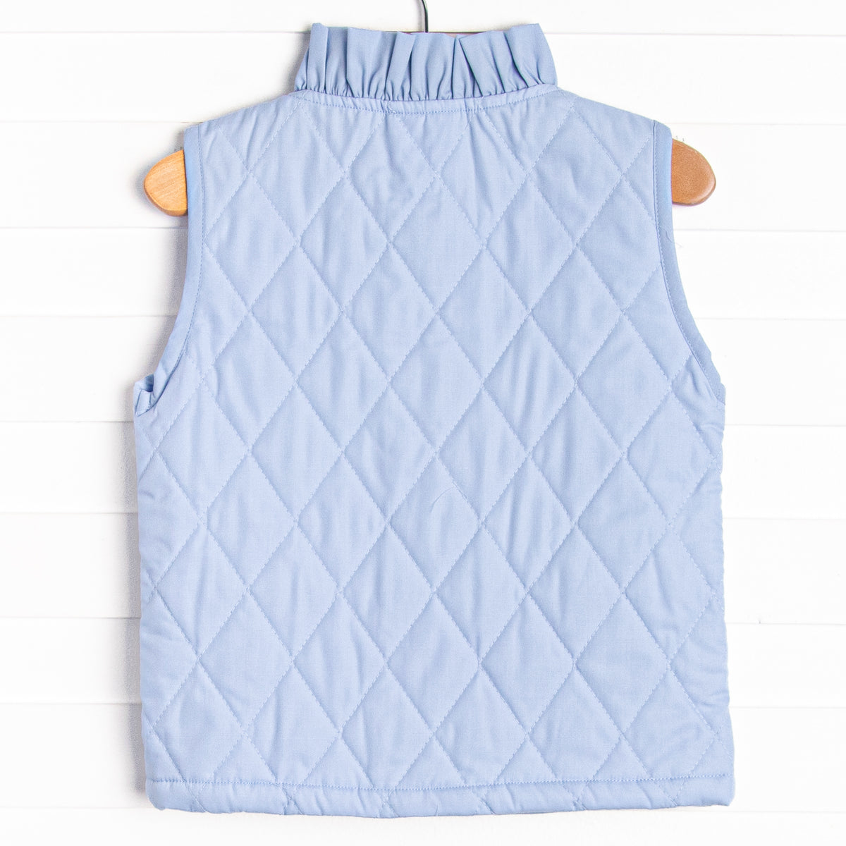 Quilted Ruffle Vest, Blue