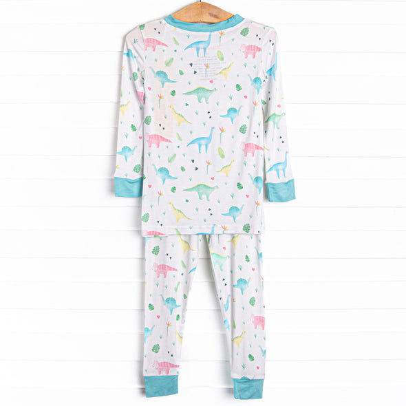 Rainbow Reptiles Bamboo Pajama Set, Blue