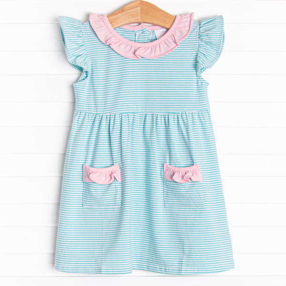 Alice Dress, Mint Stripe