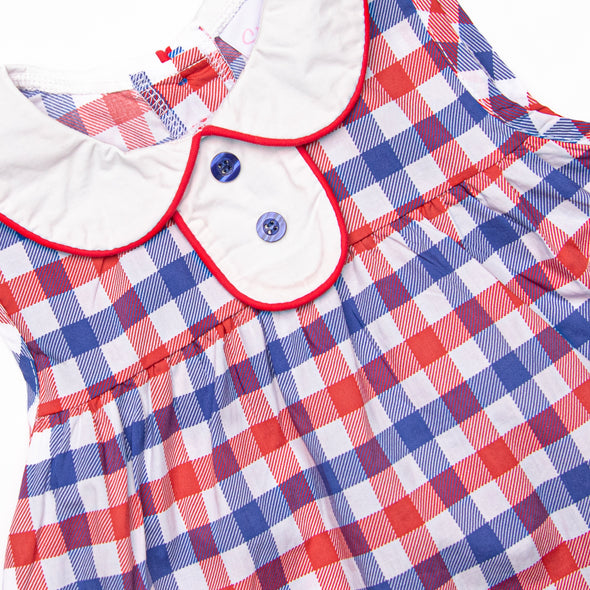 Plaid Patriot Sleeveless Diaper Set, Red