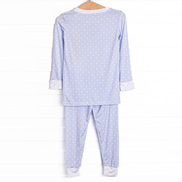 Periwinkle Polka Dot Bamboo Pajama Set, Blue