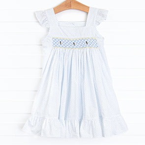 Buzzin' Bees Smocked Dress, Blue