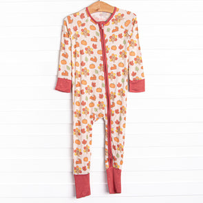 Turkeys and Treats Bamboo Zippy Pajama, Red