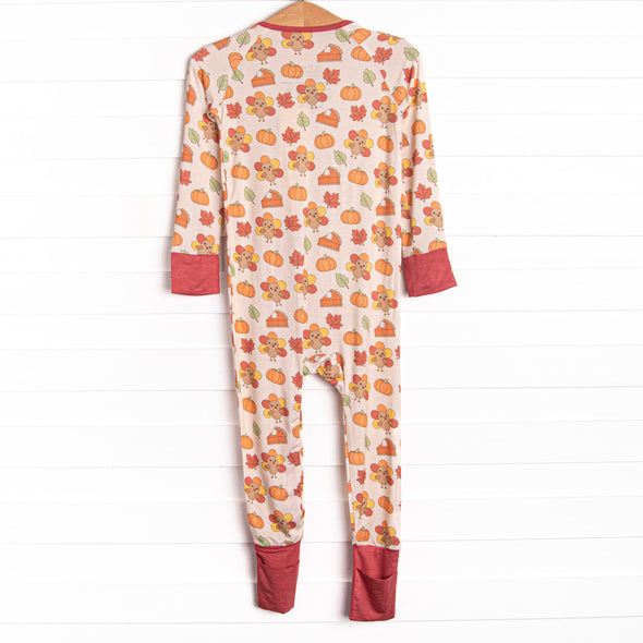 Turkeys and Treats Bamboo Zippy Pajama, Red