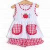 Arts and Crafts Apple Applique Short Set, Red