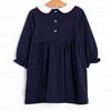 Jolly St. Nick Applique Dress, Navy