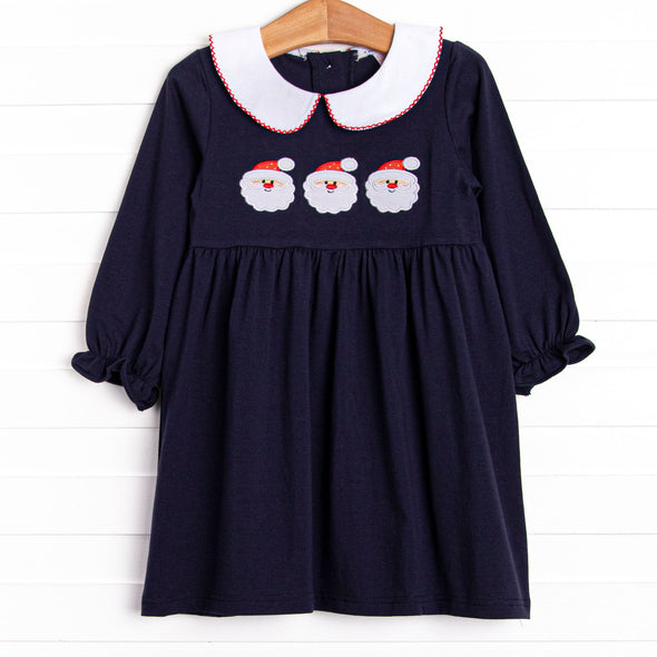 Jolly St. Nick Applique Dress, Navy