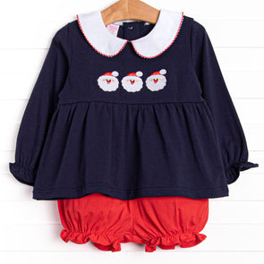 Jolly St. Nick Applique Bloomer Set, Navy