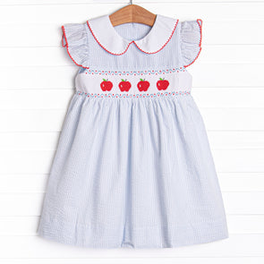 Bunch of Apples Smocked Dress, Blue