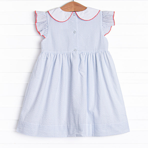 Bunch of Apples Smocked Dress, Blue