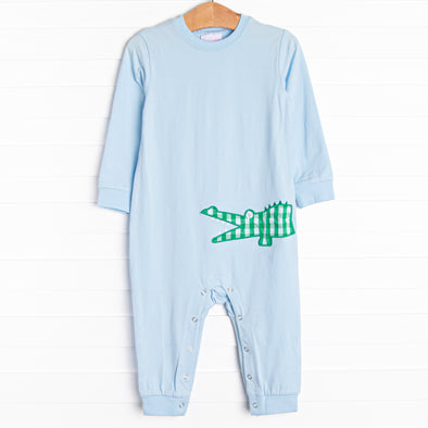 Crocodile Dundee Applique Romper, Blue