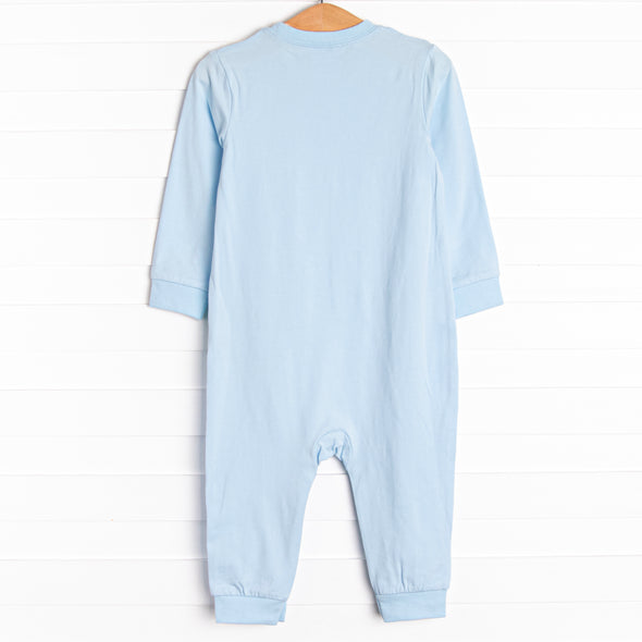 Crocodile Dundee Applique Romper, Blue