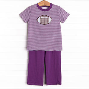 Friday Night Football Applique Pant Set, Purple