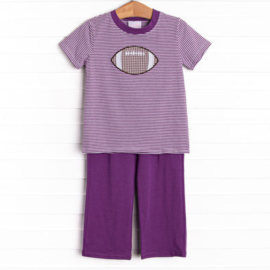 Friday Night Football Applique Pant Set, Purple