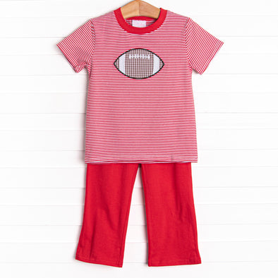 Friday Night Football Applique Pant Set, Red