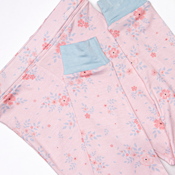 Pink Magnolia Petals Bamboo Pajama Set, Pink