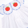 Apple Peel Petals Embroidered Diaper Set, Blue