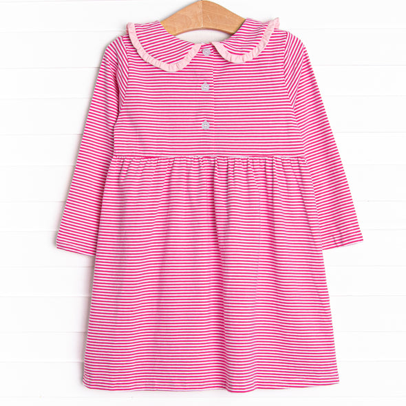 Lydia Pocket Dress, Magenta Stripe