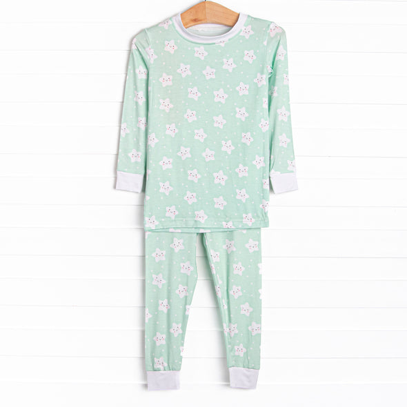 Goodnight Star Bamboo Pajama Set, Green