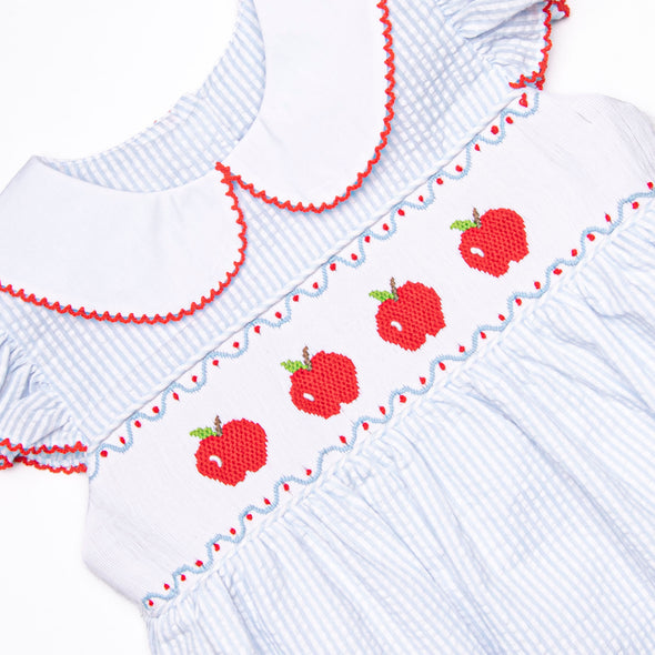 Bunch of Apples Smocked Dress, Blue