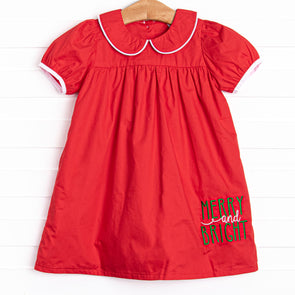 Merry and Bright Embroidered Dress, Red