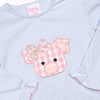 Oink Oink Applique Ruffle Top, Blue