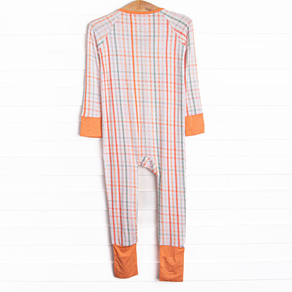 Patchwork Plaid Bamboo Zippy Pajama, Orange