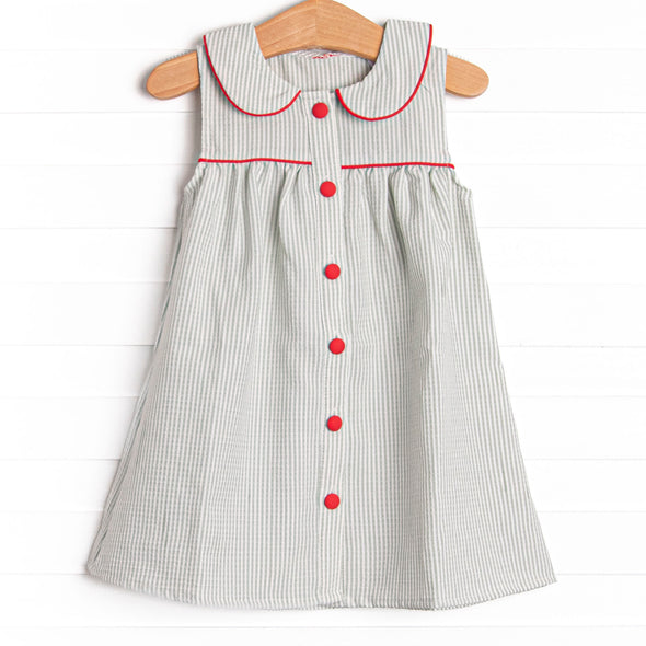 Back to School Basics Dress, Sage Seersucker