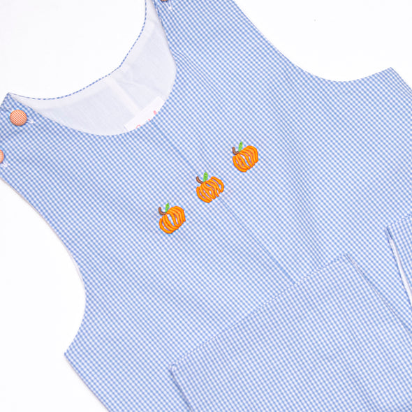 Petite Pumpkin Embroidered Long Jon Jon, Blue