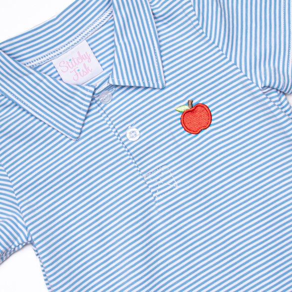 A is for Apple Applique Top, Blue Stripe