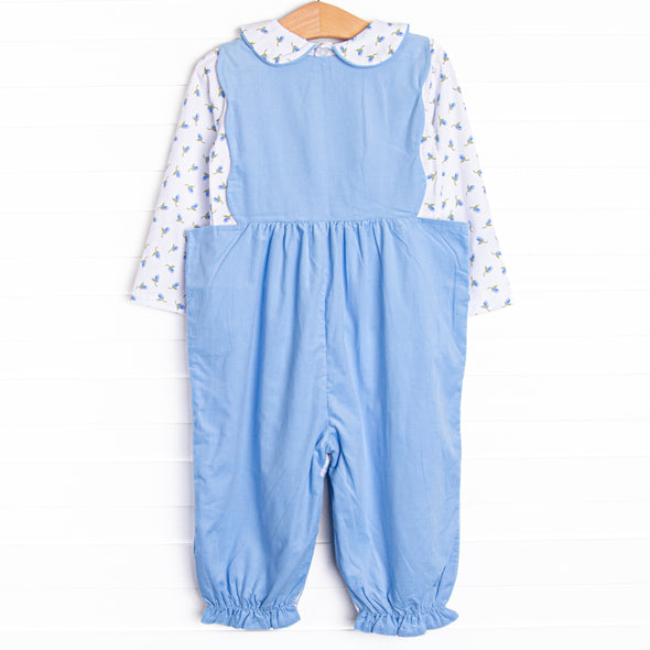 Berry Blue Buds Romper Set, Blue