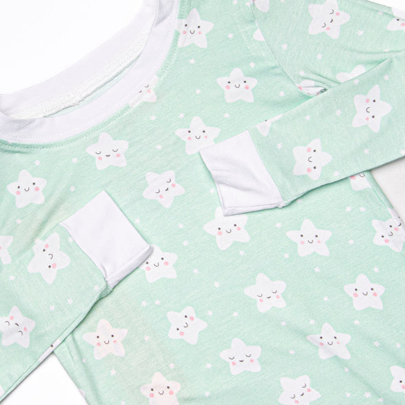 Goodnight Star Bamboo Pajama Set, Green