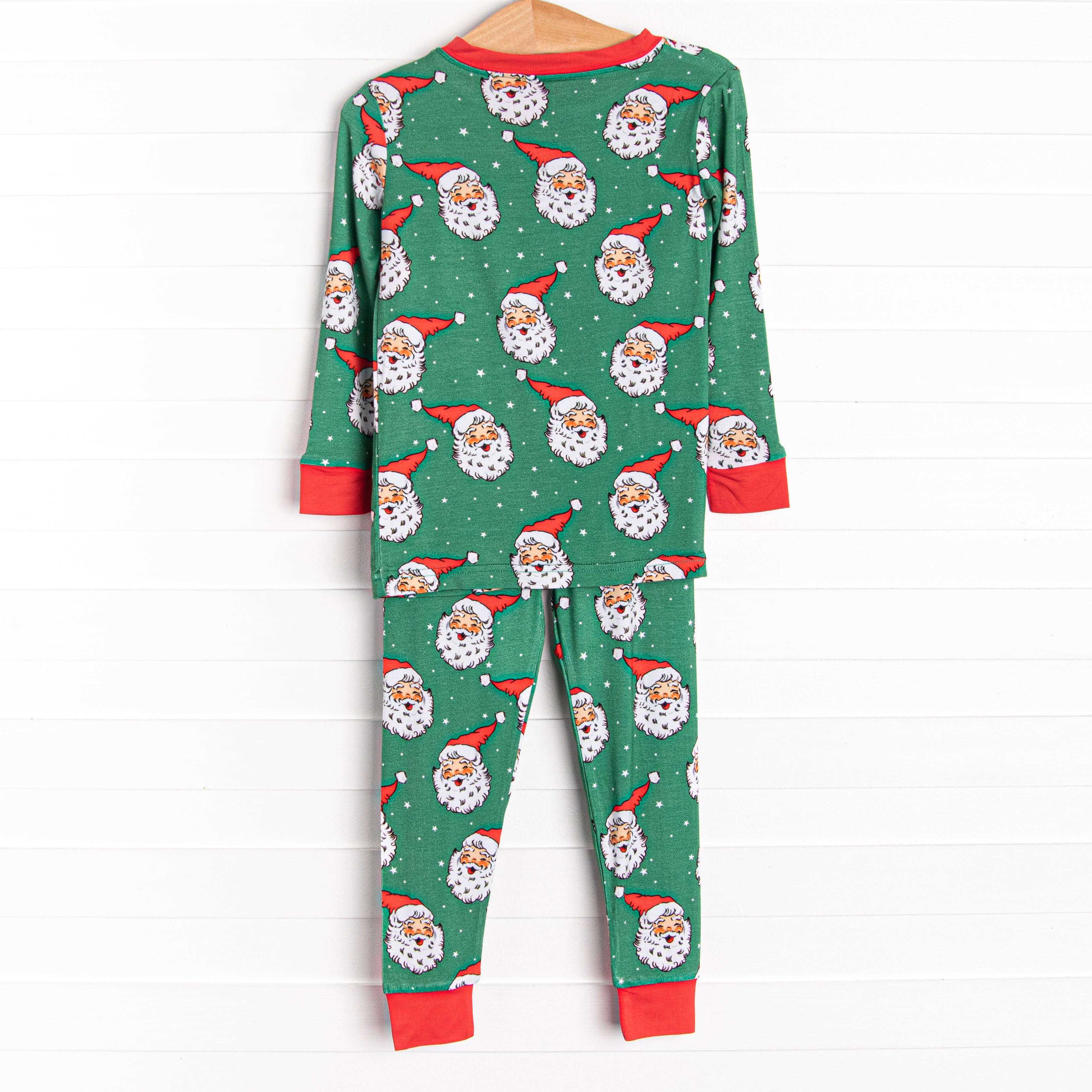 Macaron + Me Christmas Vintage Santa GREEN Bamboo 2 Piece Jammies Pajamas  Set - SnapdragonsBaby