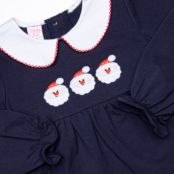 Jolly St. Nick Applique Bloomer Set, Navy