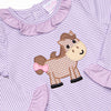 Horsin' Around Applique Romper, Purple Stripe