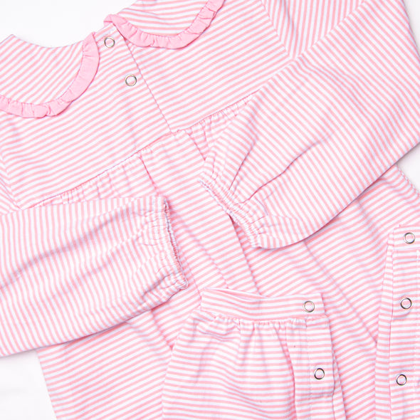 Lydia Romper, Pink Stripe