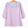 Southern Charm Ruffle Dress, Purple Check