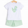 Study Time Saurus Applique Short Set, Green