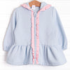 Gingham Gal Zip-Up Ruffle Jacket, Blue and Pink