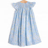 Birmingham Blues Smocked Bishop Dress, Blue