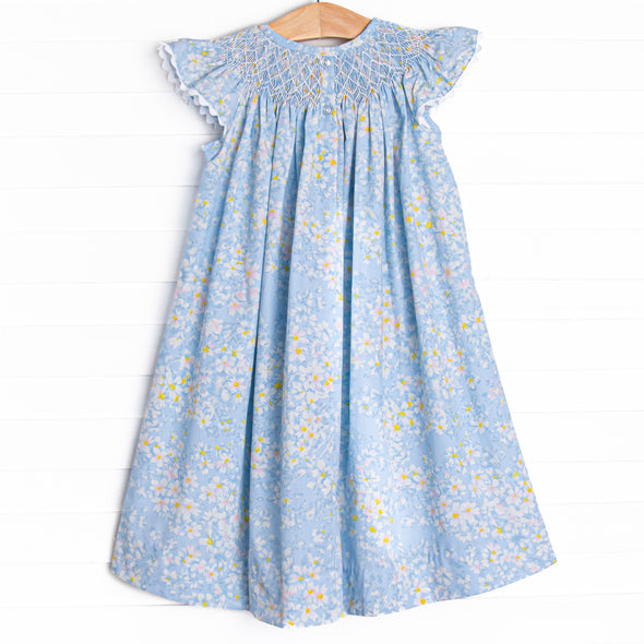 Birmingham Blues Smocked Bishop Dress, Blue