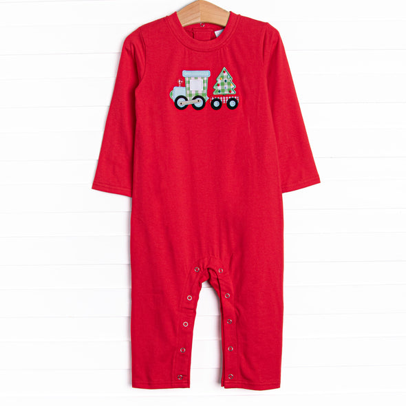 Tree Farm Traditions Applique Romper, Red