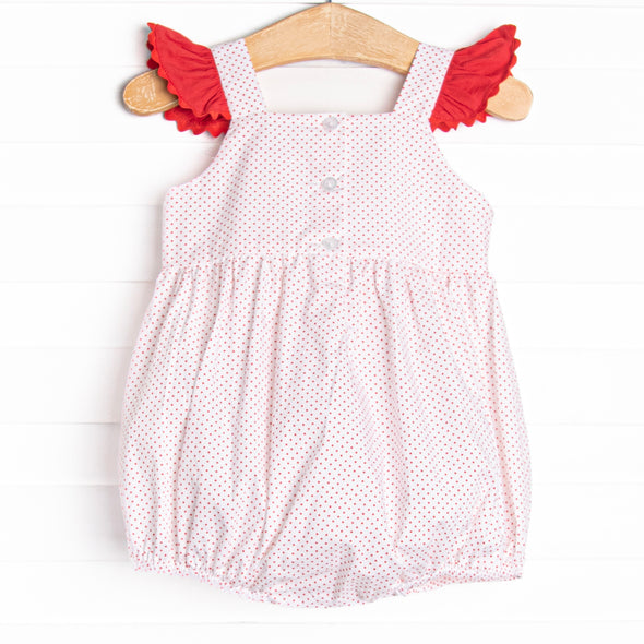 Bitty Dot Berries Smocked Bubble, Red