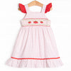 Bitty Dot Berries Smocked Dress, Red