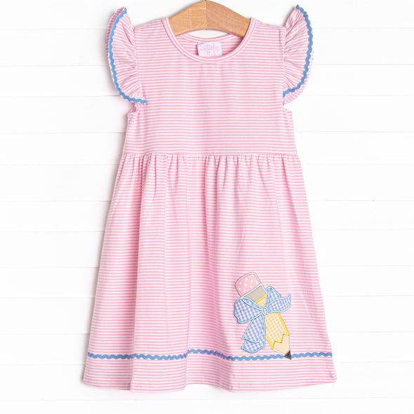 Penmanship Practice Applique Dress, Pink