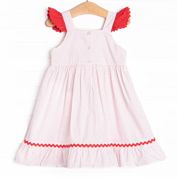 Bitty Dot Berries Smocked Dress, Red