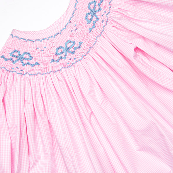 Belle Bow Smocked Bubble, Pink