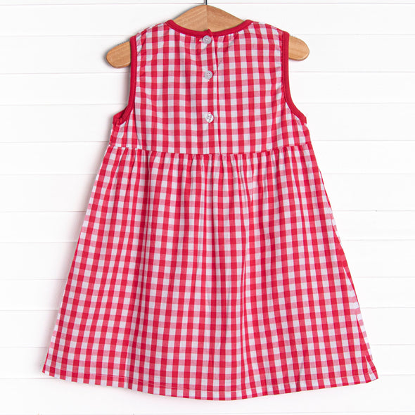 Arts and Crafts Apple Applique Dress, Red