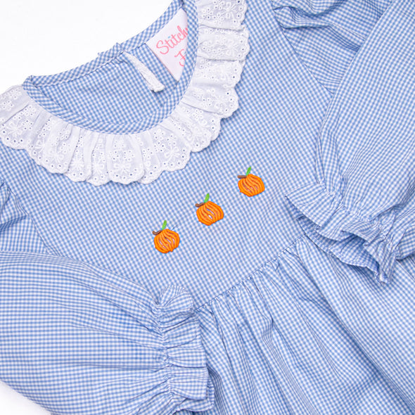 Petite Pumpkins Embroidered Legging Set, Blue