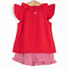 Snack Time Slices Applique Ruffle Short Set, Red